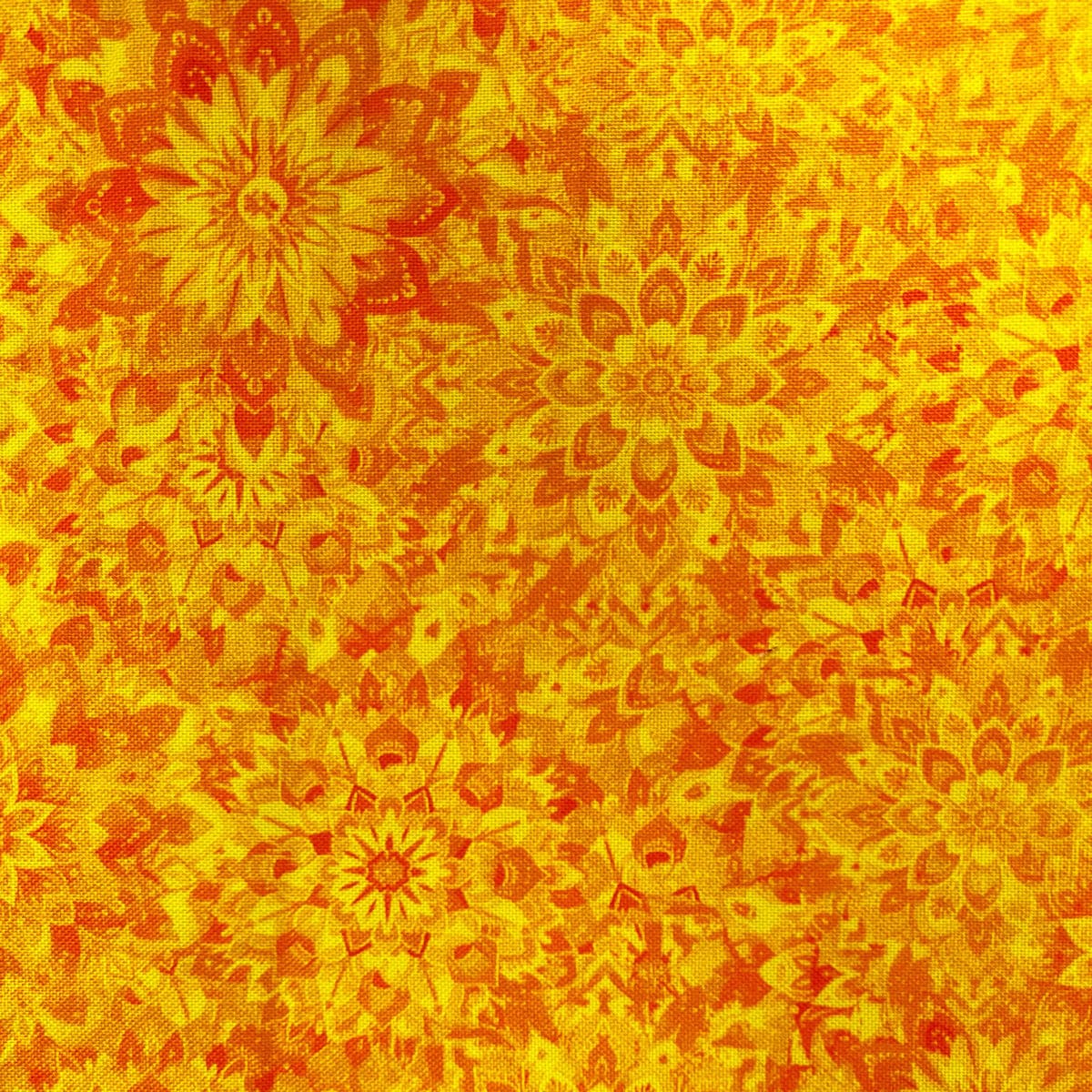 Marigold Orange Quilt Back - Dancin' Dahlias 108" wide Fabric per yard