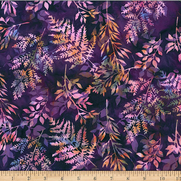 Marsala Bali Batik Leafy Branches Cotton 44"/45" Fabric Per Yard