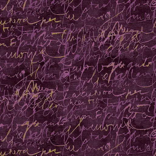 Mauve Fluidity Script Small Cotton 44”/45" Fabric Per Yard Benartex Inc