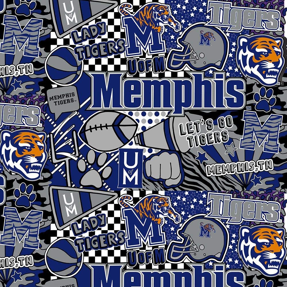 Sykel Memphis Tigers pop art licensed collegiate quilting cotton by the yard