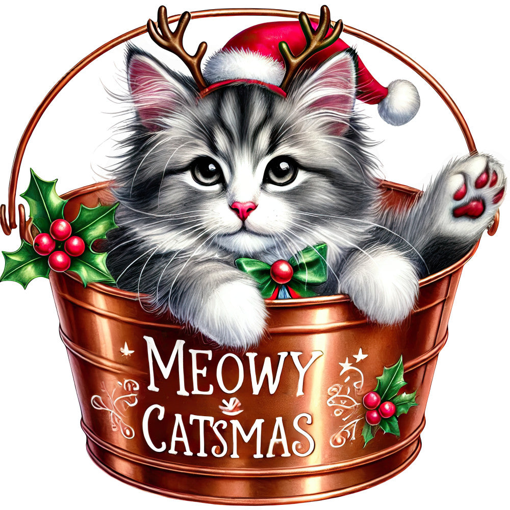 Meowy Christmas Fabric Panel 13