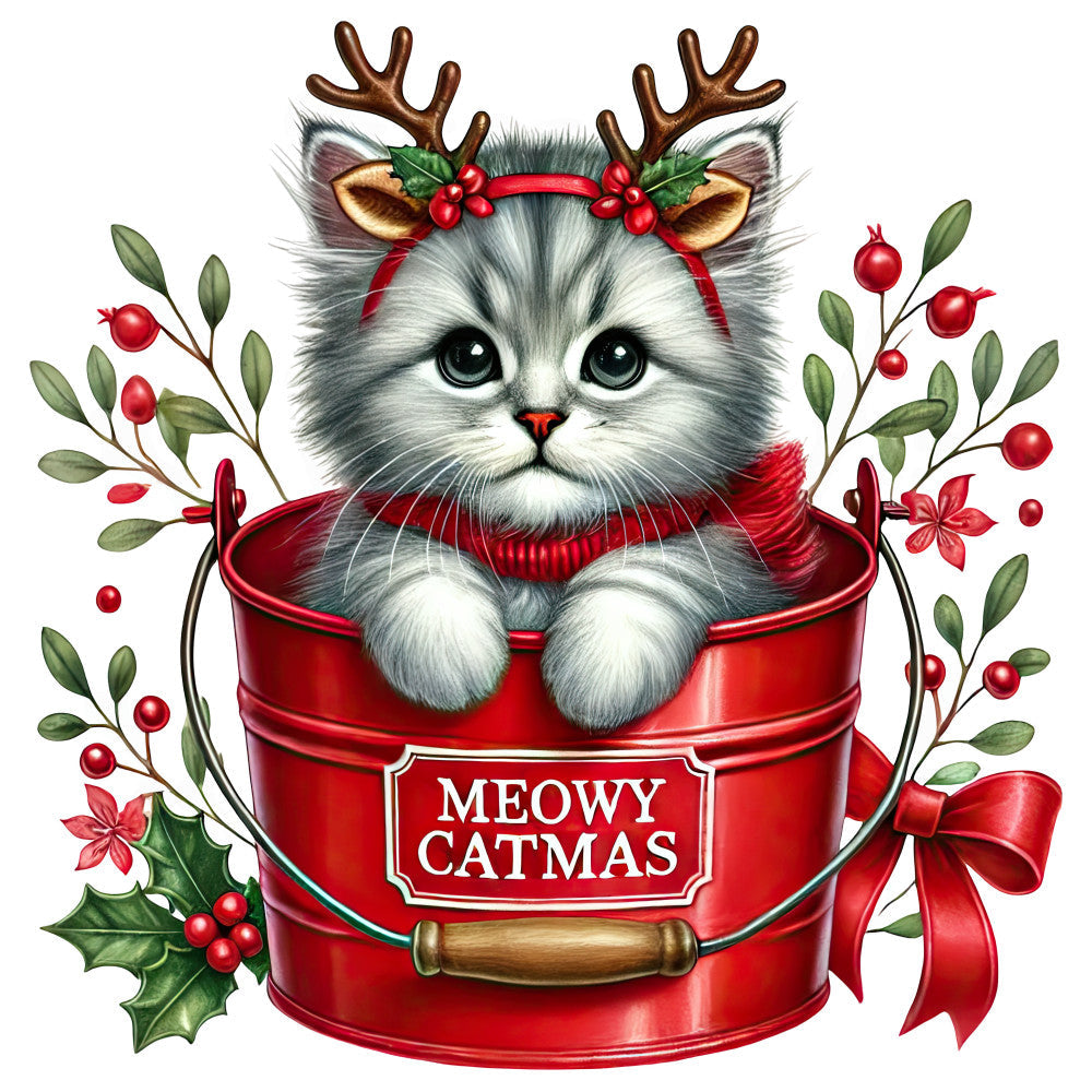 Meowy Christmas Fabric Panel 14 QuiltingFabricPanels
