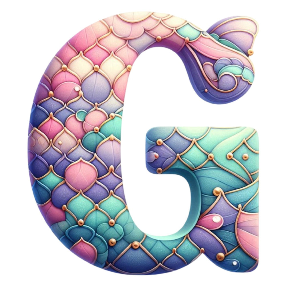 Mermaid Letter G Fabric Panel QuiltingFabricPanels