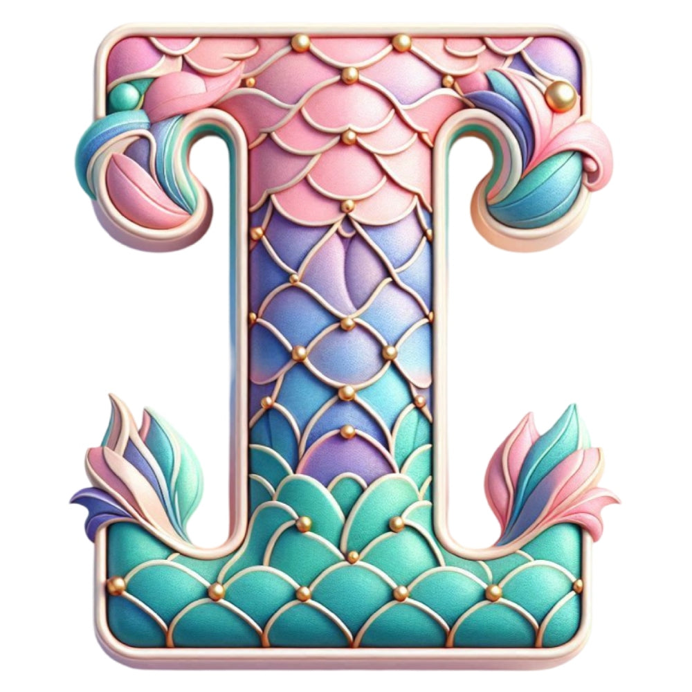 Mermaid Letter I Fabric Panel QuiltingFabricPanels