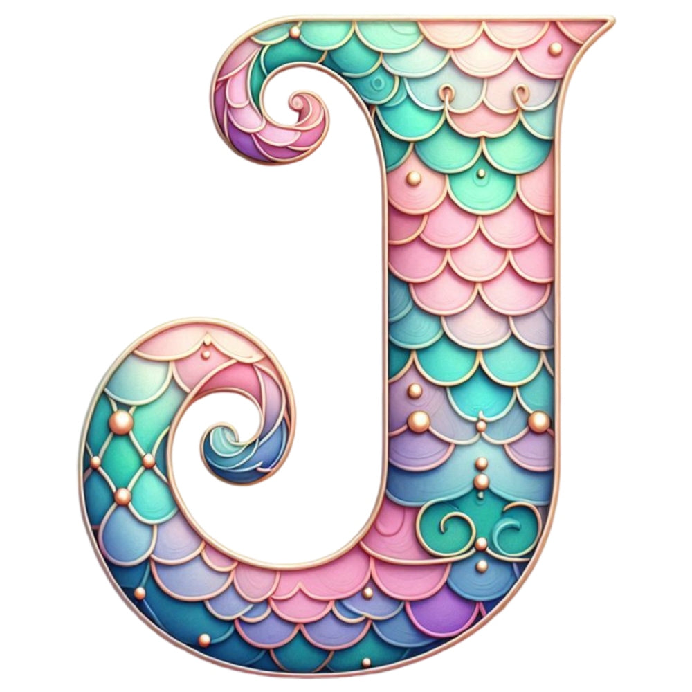 Mermaid Letter J Fabric Panel