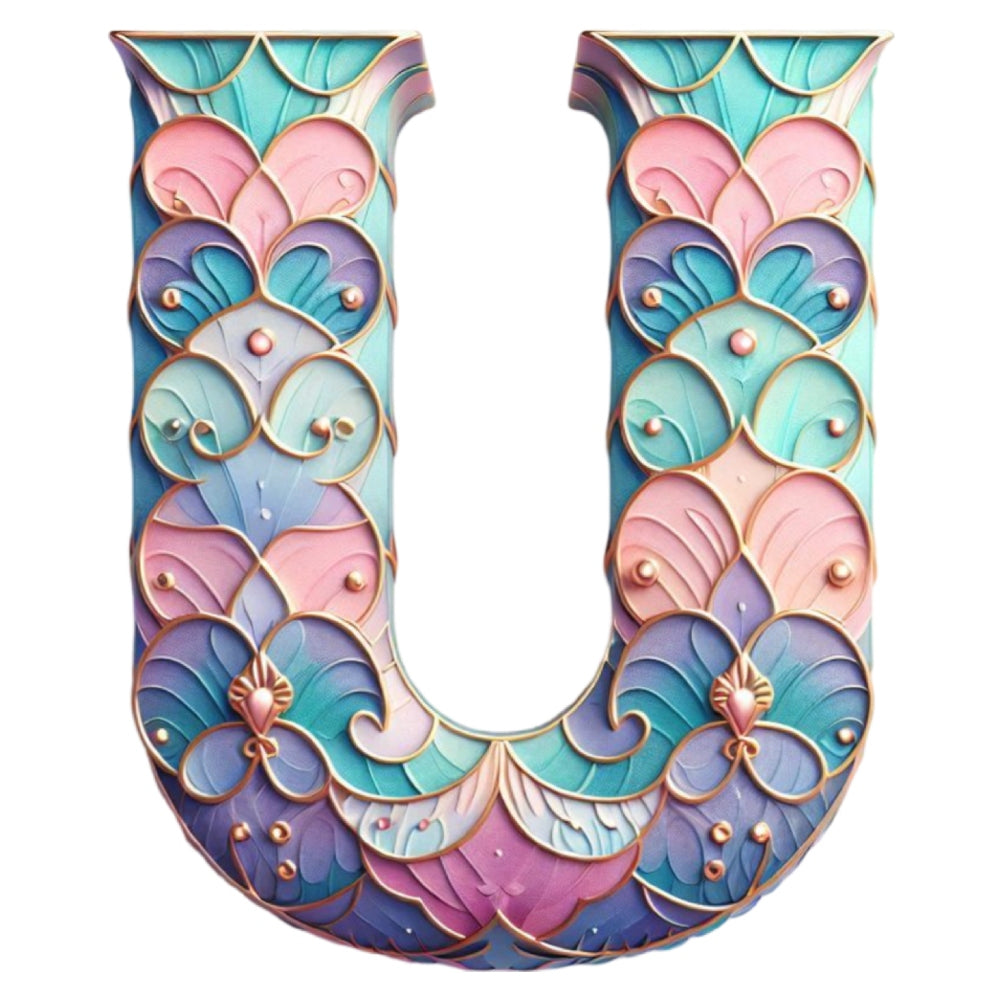 Mermaid Letter U Fabric Panel QuiltingFabricPanels