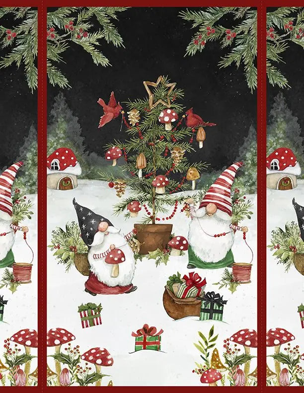Merry Gnome- ments - Large Panel Multi Essentials Cotton 44"/45" Fabric Per Yard Wilmington Fabrics