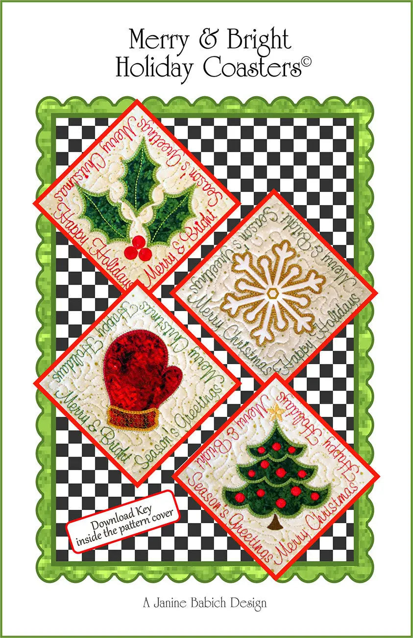 Merry & Bright Holiday Coasters Machine Embroidery - Linda's Electric Quilters