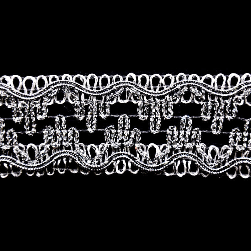 Metallic Braid Trim - 1 1/2" Width (25 Yard Roll) - PB-107-11 Silver