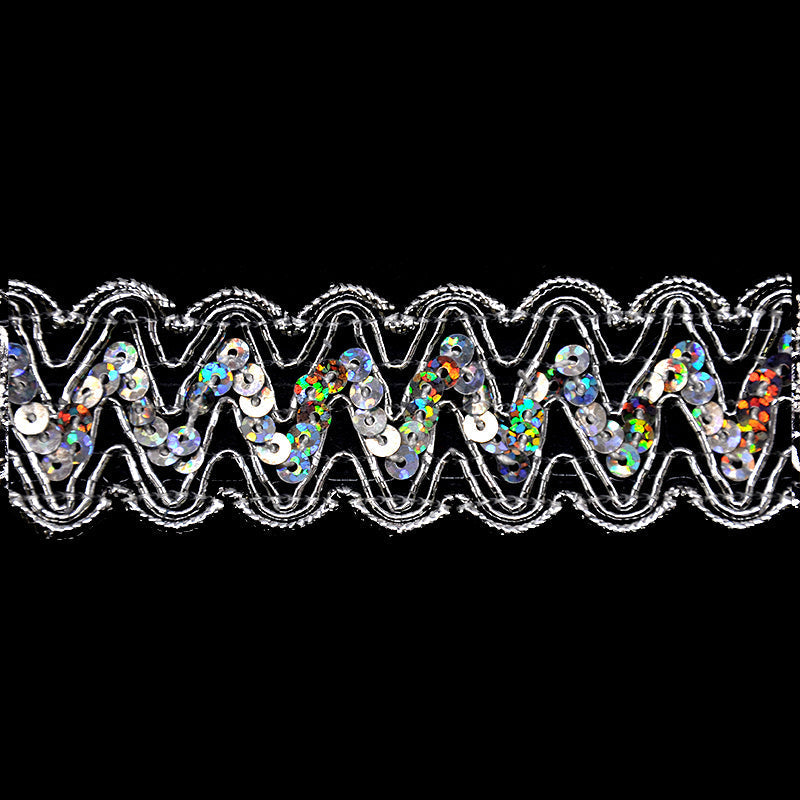 Metallic Braid Trim - 1" Width (25 Yard Roll) - PB-102-11 Silver