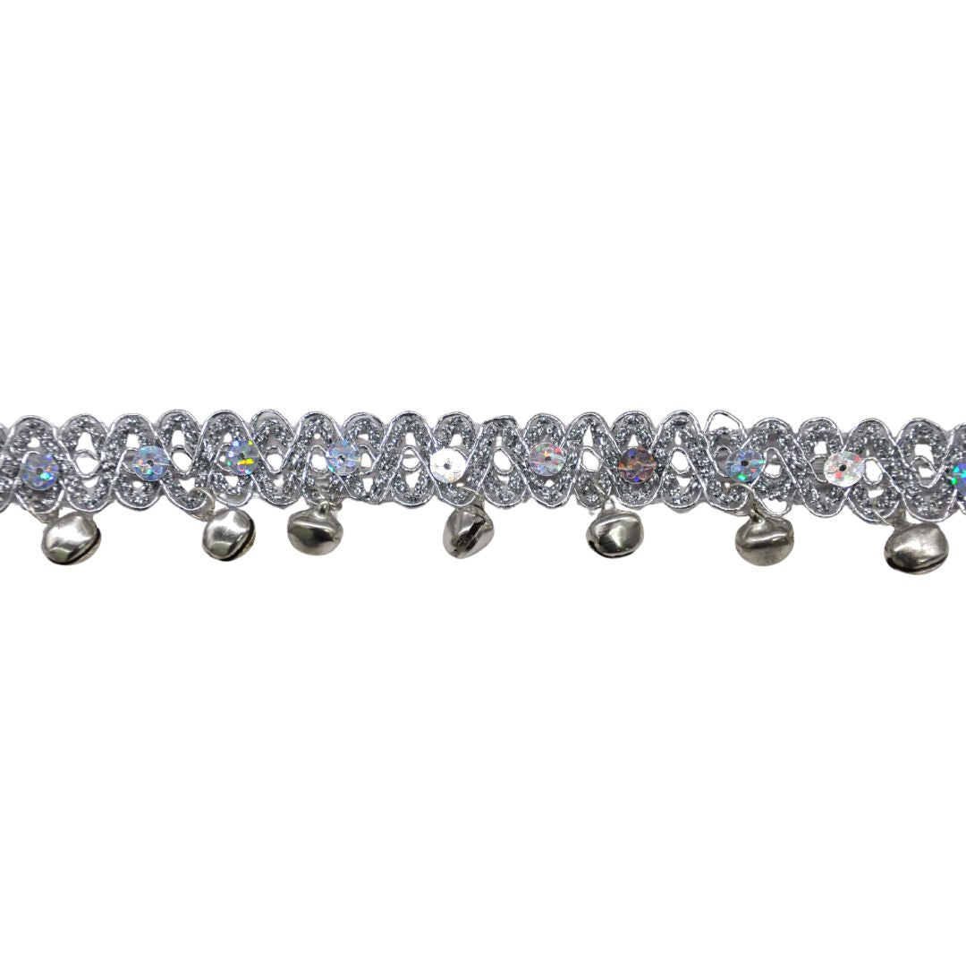 Metallic Sequin Trim with Mini Bells, 1 in X 25 Yards – Decorative Upholstery & Costume Design