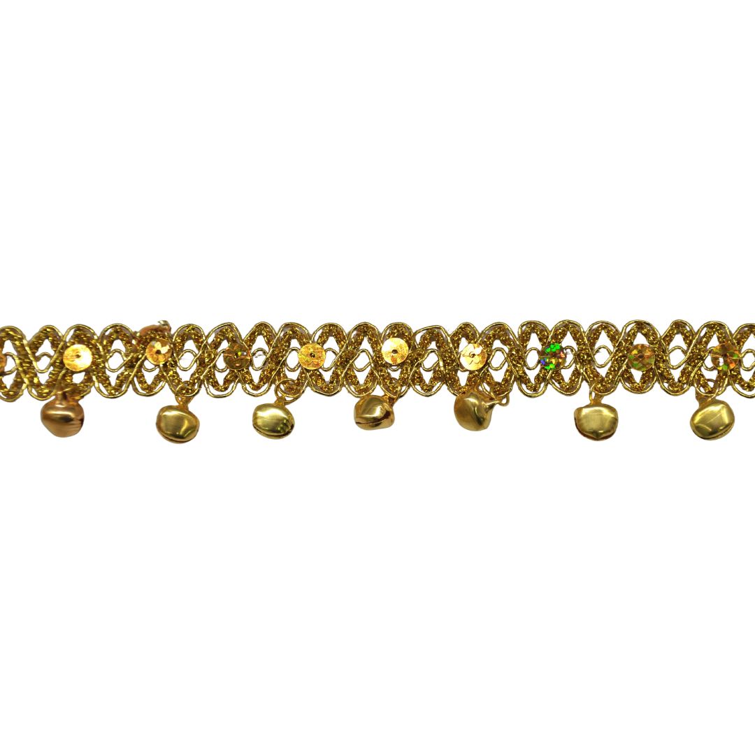 Metallic Sequin Trim with Mini Bells, 1 in X 25 Yards – Decorative Upholstery & Costume Design
