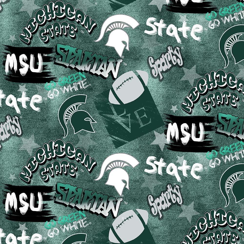 Sykel Michigan State Spartans graffiti licensed collegiate cotton by the yard