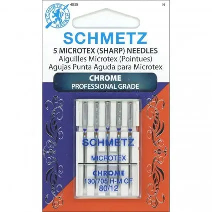 Microtex Chrome Needles by Schmetz (Professional Grade size 80/12) Schmetz
