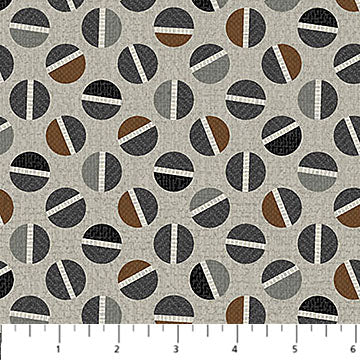 Mid Gray Multi Circle Toss Haberdashery Flannel Fabric per Yard