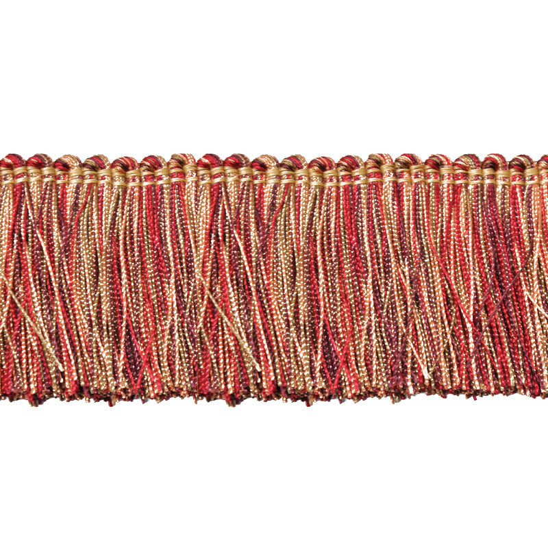 Milante Collection - 2" Brush Fringe (25 YD ROLL) - BF-1480-17/09 Red & Taupe