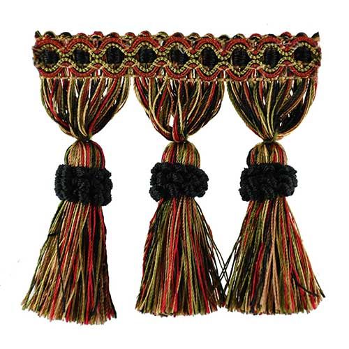 Milante Collection - 3 1/2" Tassel Fringe (25 Yard Roll) - BF-1478-02/36 Black, Green and Red
