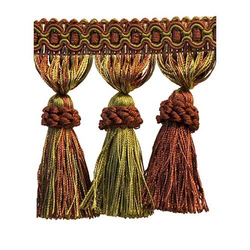Milante Collection - 3 1/2" Tassel Fringe (25 Yard Roll) - BF-1478-06/36 Green and Brown