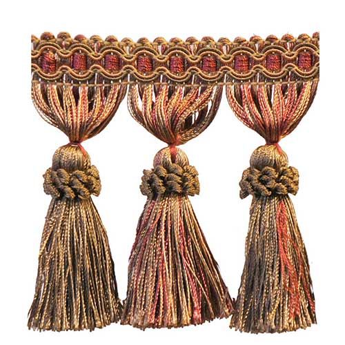 Milante Collection - 3 1/2" Tassel Fringe (25 Yard Roll) - BF-1478-81/17 Copper and Wine Red