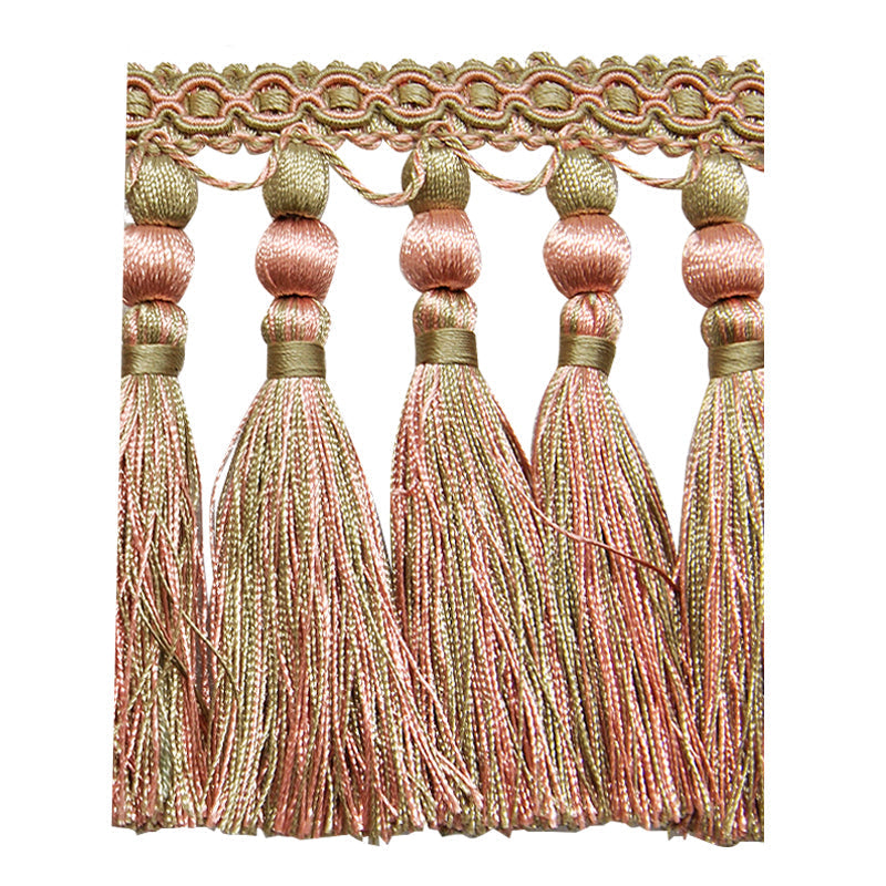 Milante Collection - 4 1/2" Tassel Fringe (25 Yard Roll) - BF-1477-81/63 Chestnut and Celery