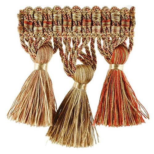Milante Collection - 4" Tassel Fringe (25 Yard Roll) - BF-1479-88/61 Dark Brick and Mocha