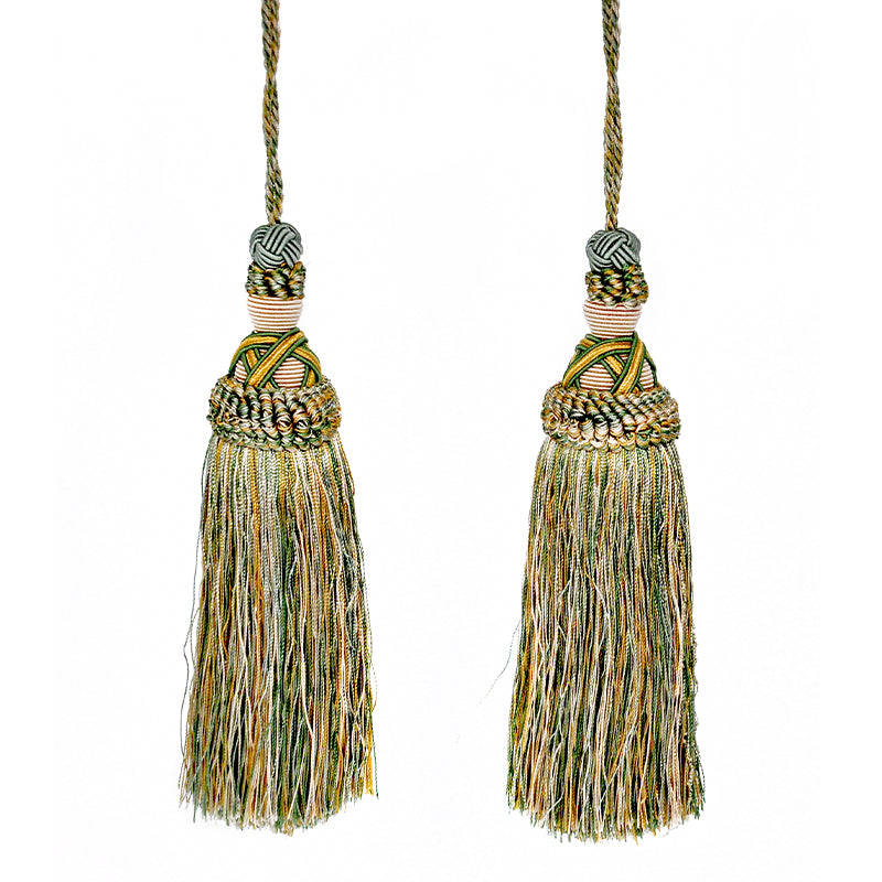 Milante Collection - 8" Length TASSEL - BT-509-33/82 Turquoise and Taupe (2 Pieces per Pack)