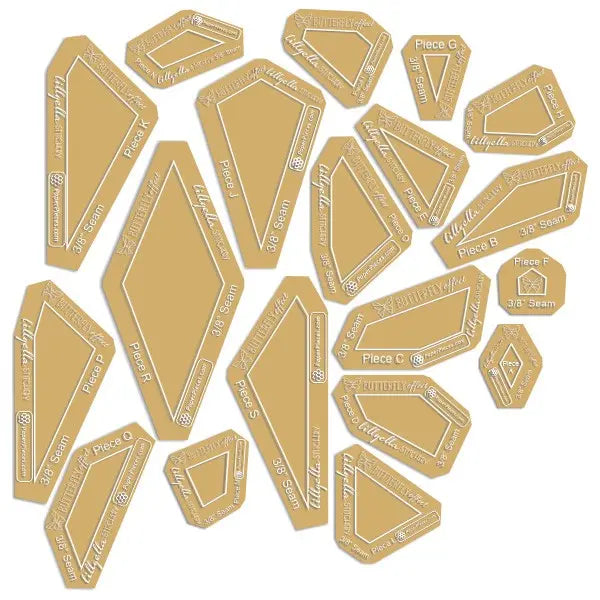 Mini Butterfly Effect Templates with 3/8in Seams 19pc - Linda's Electric Quilters