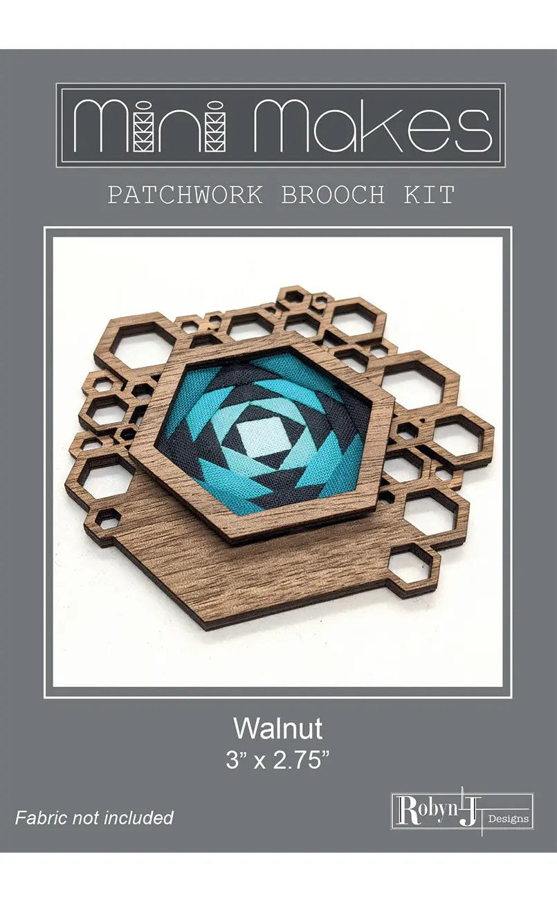 Mini Makes Brooch Hex Walnut - Linda's Electric Quilters