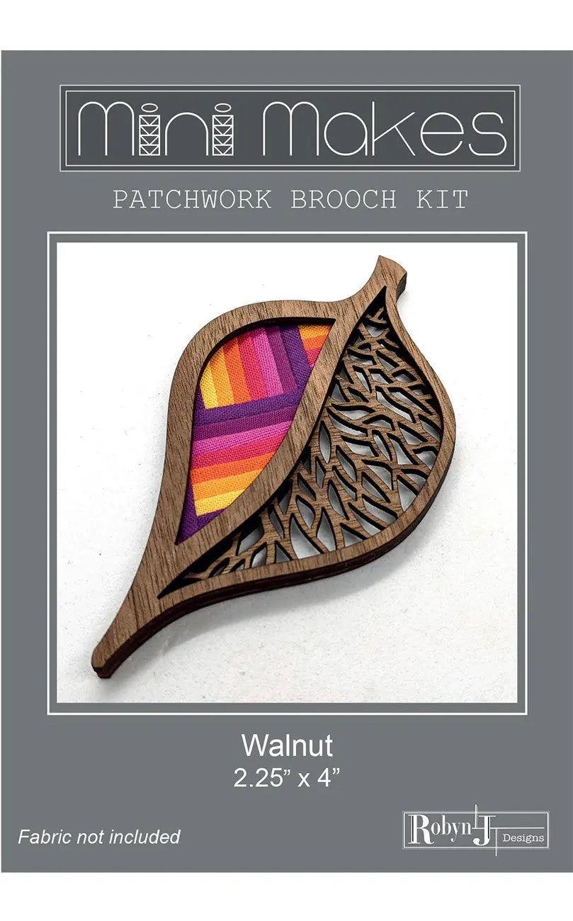 Mini Makes Brooch Leaf Walnut - Linda's Electric Quilters