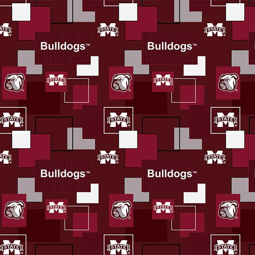 Sykel Mississippi State Bulldogs block allover licensed collegiate quilting cotton by the yard