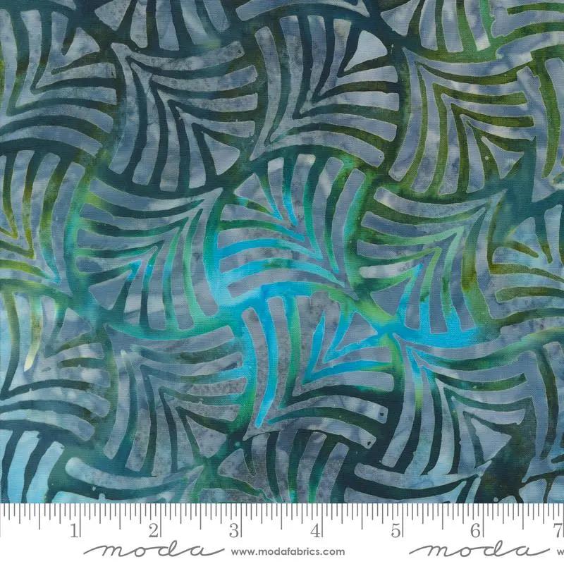 Moda 4367 27 Blue Ridge Batiks - Ferns Lagoon 45" Fabric Per Yard Fabric Fanatics