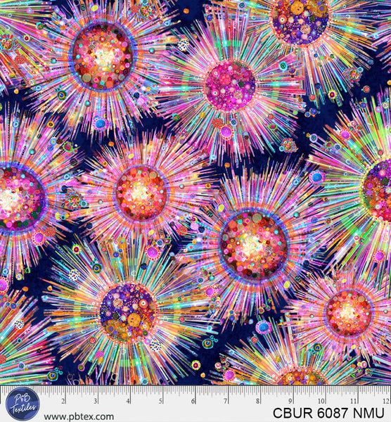 Modern Abstract Floral Starburst Color Burst Cotton 44"/45" Fabric Per Yard