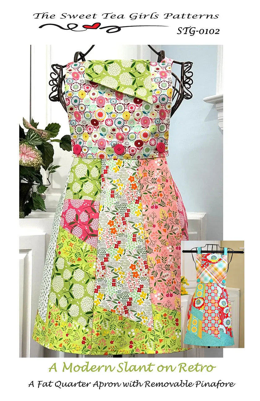 Modern Slate on Retro - A Fat Quarter Apron with Removable Pinafore - Linda's Electric Quilters