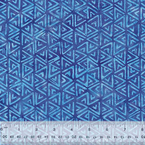 Monet Angles Cobalt batik quilting fabric by Anthology Fabrics