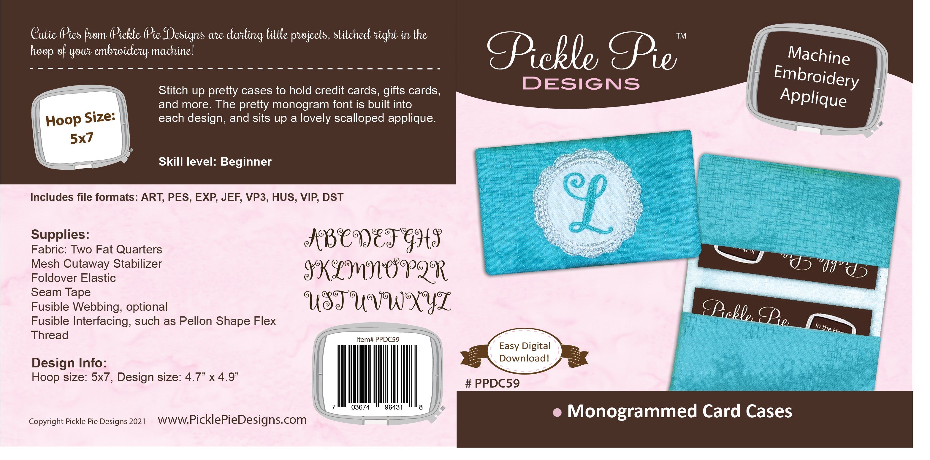 Monogrammed Card Holders In the Hoop Machine Embroidery Design Set