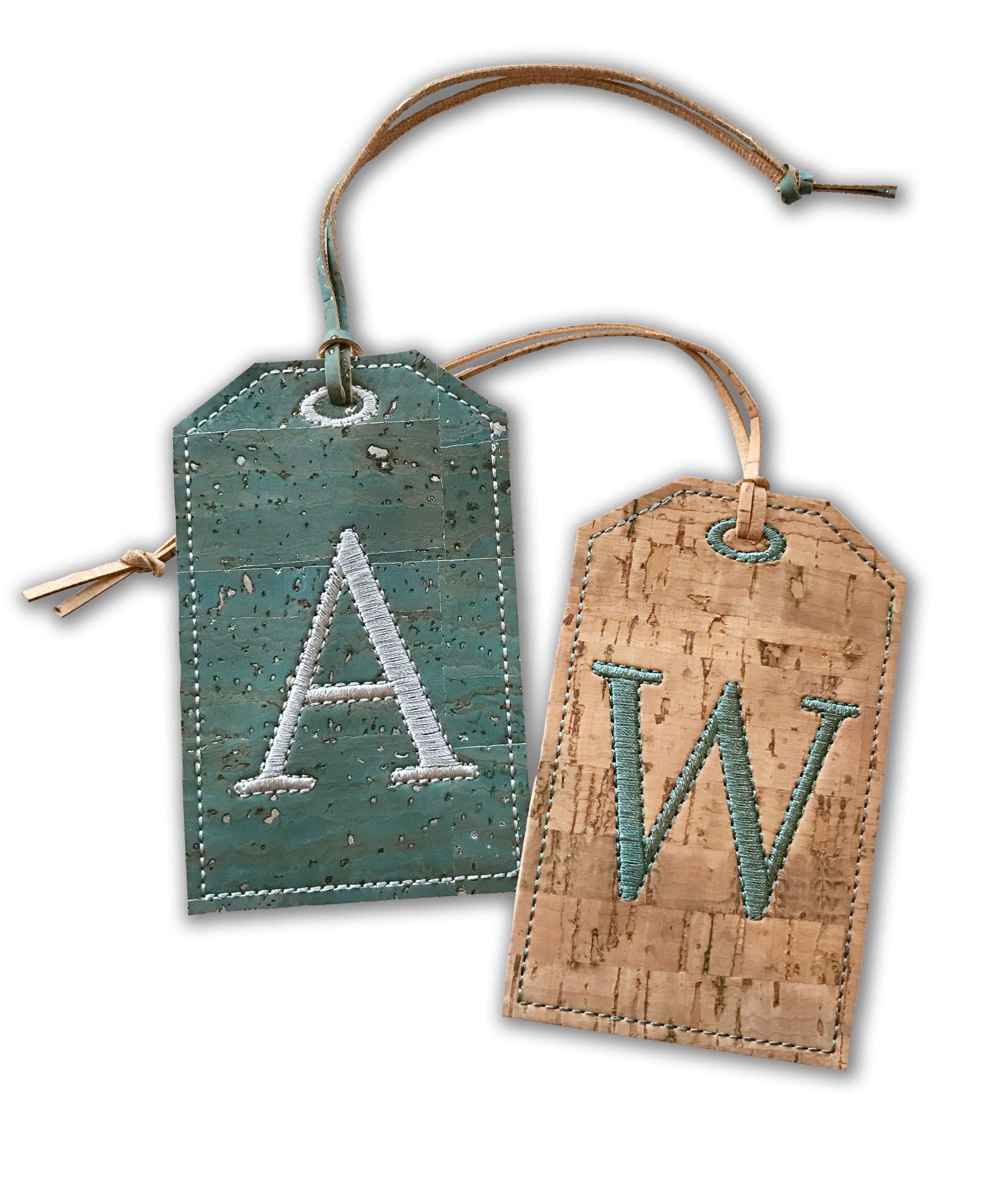 Monogrammed Luggage Tags In the Hoop Machine Embroidery Design Set Pickle Pie Designs