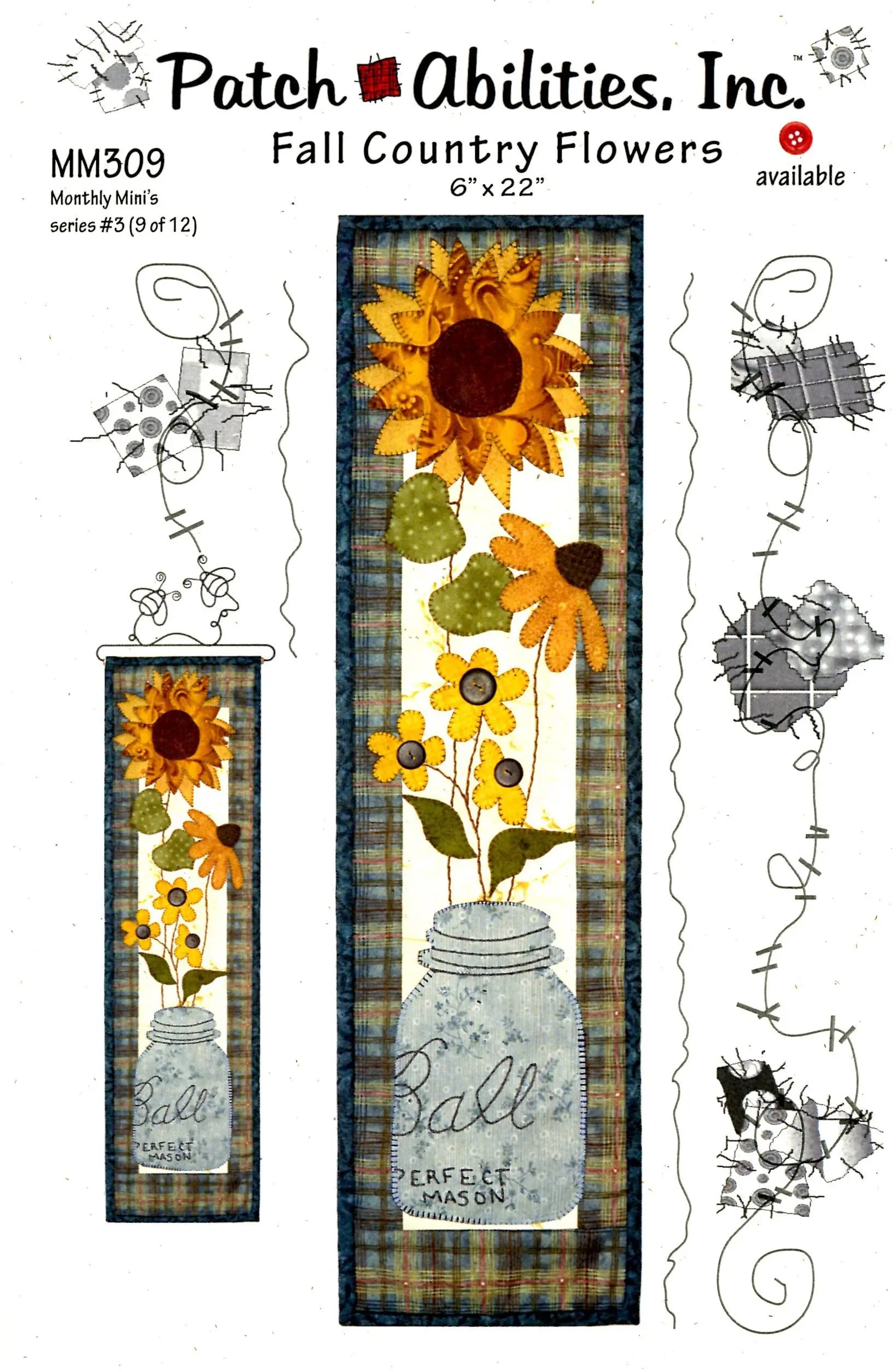 Monthly Mini 3 - Fall Country Flowers - Linda's Electric Quilters