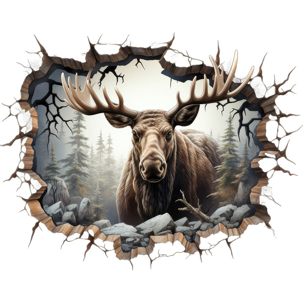Moose Breaking Through Fabric Panel 11