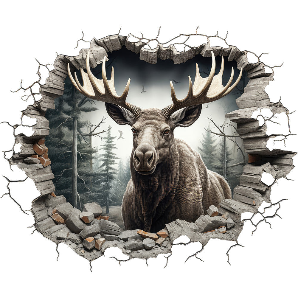Moose Breaking Through Fabric Panel 13