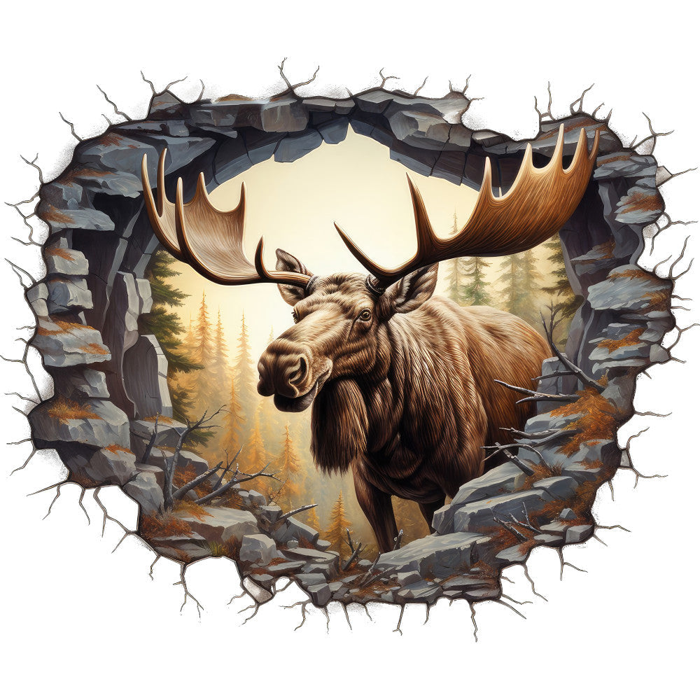 Moose Breaking Through Fabric Panel 14