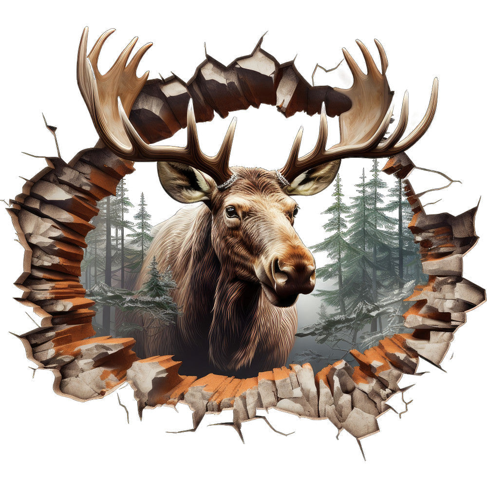 Moose Breaking Through Fabric Panel 16