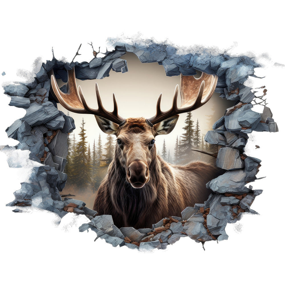 Moose Breaking Through Fabric Panel 19