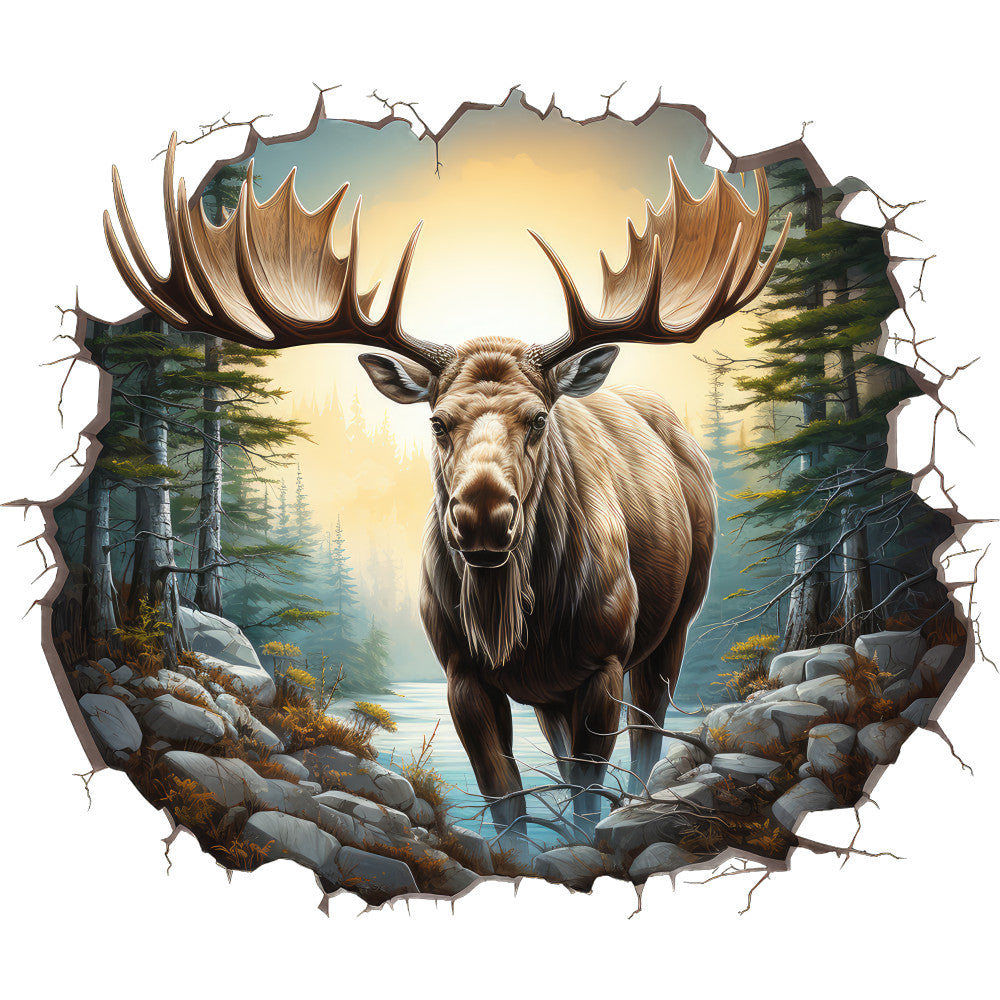 Moose Breaking Through Fabric Panel 2