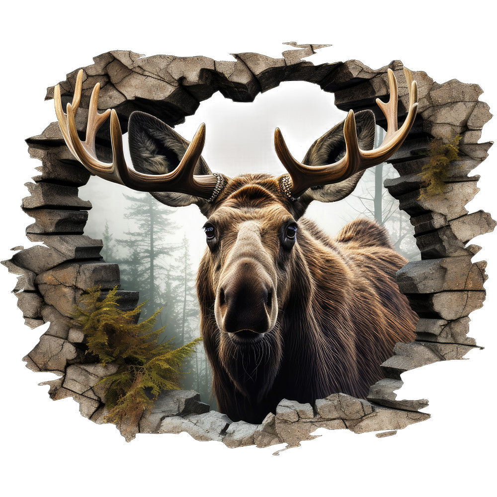 Moose Breaking Through Fabric Panel 22