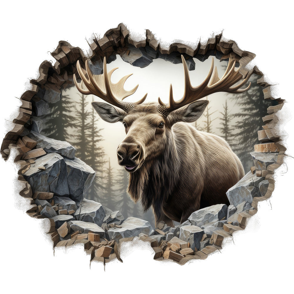 Moose Breaking Through Fabric Panel 3