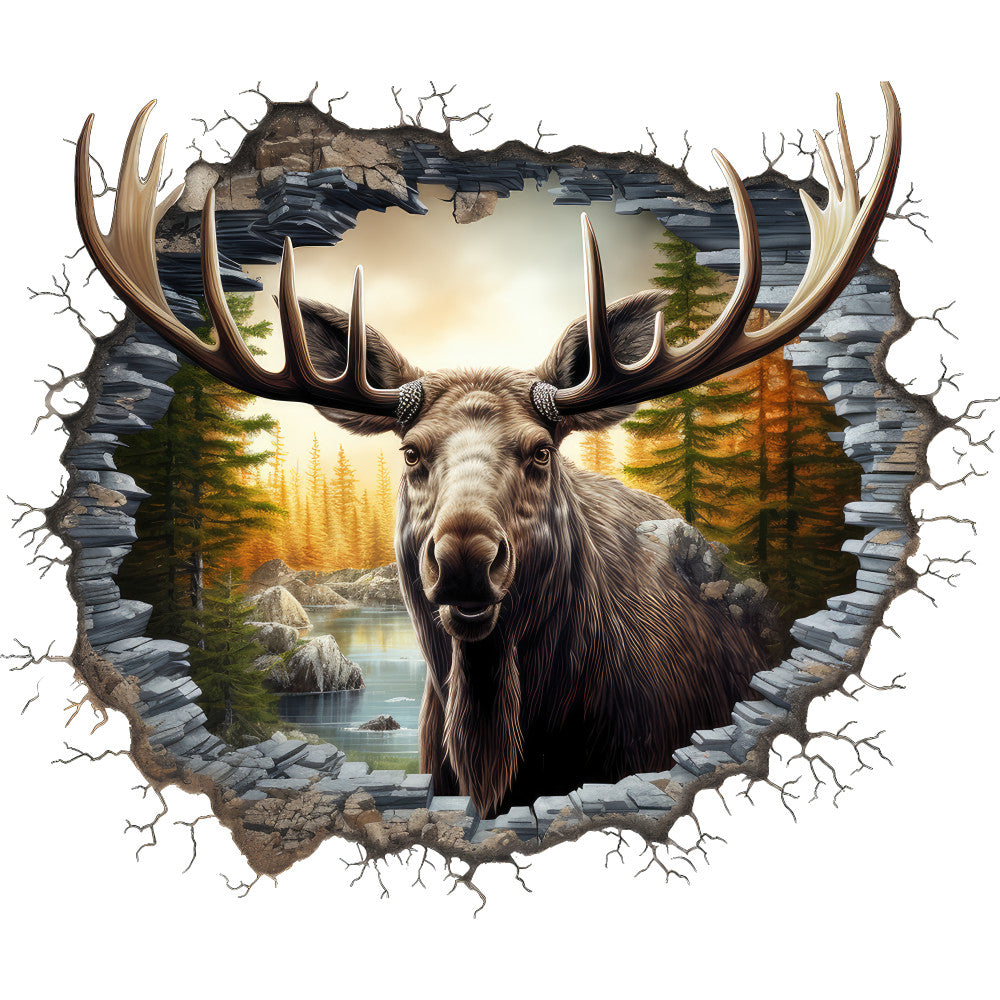 Moose Breaking Through Fabric Panel 4
