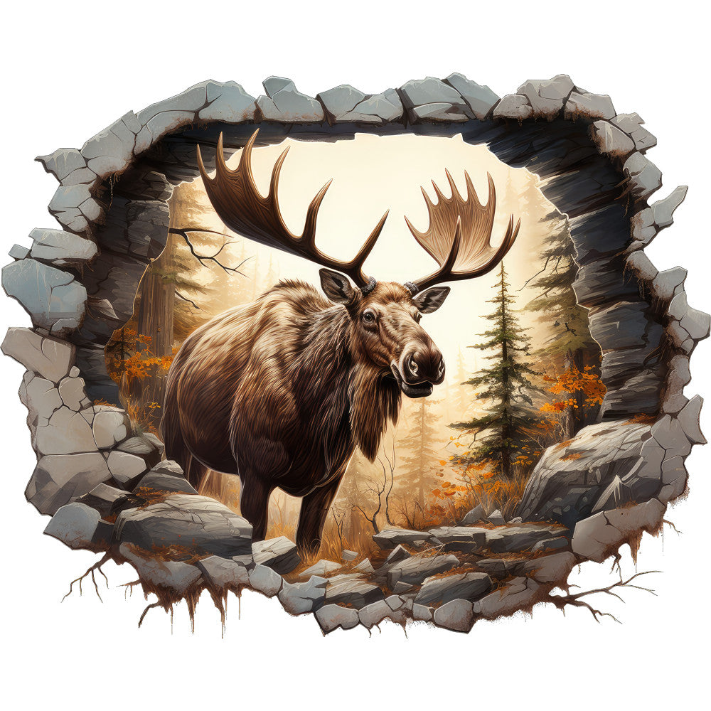 Moose Breaking Through Fabric Panel 5