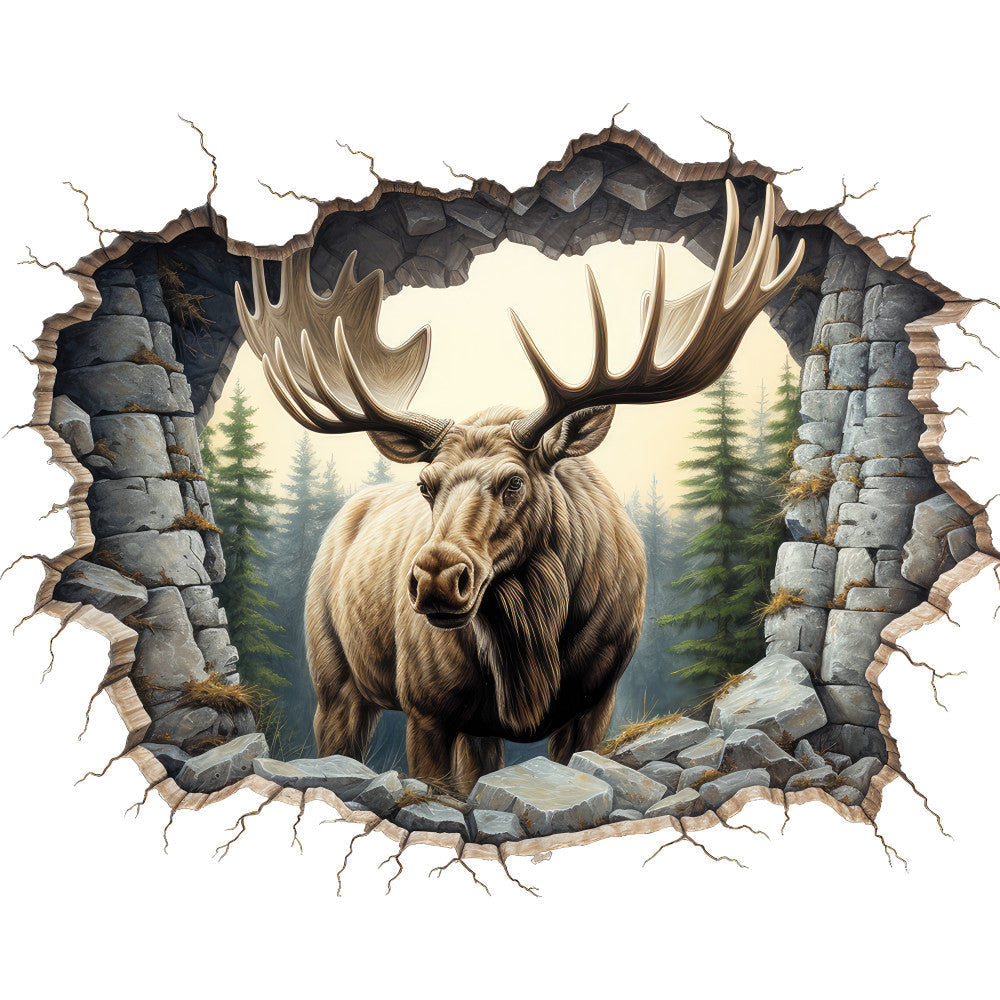 Moose Breaking Through Fabric Panel 6