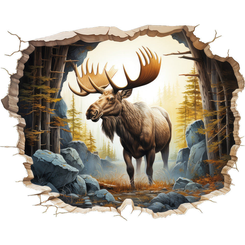 Moose Breaking Through Fabric Panel 7