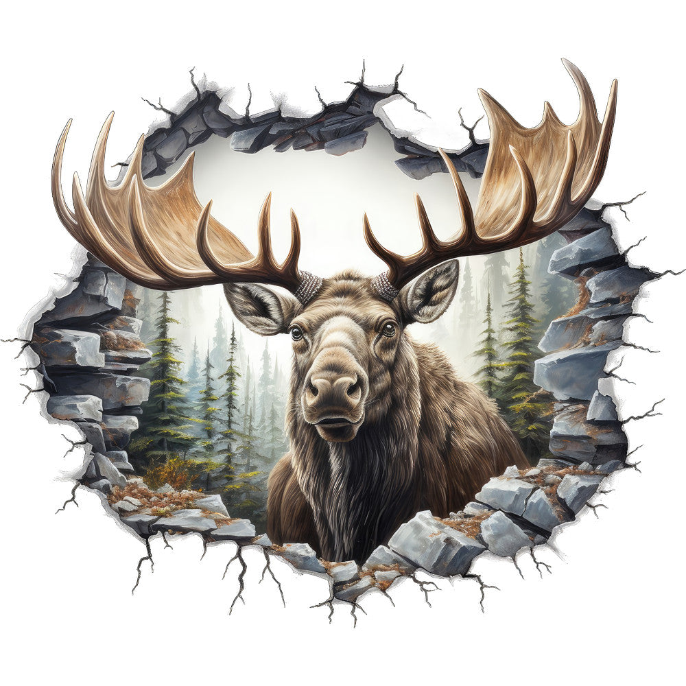 Moose Breaking Through Fabric Panel 8